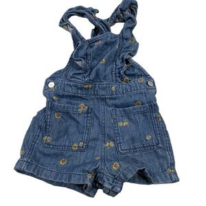 4/$20 Old Navy Denim Soft Romper Overalls 2T 2yr Summer Clothing Floral Blue 🛑